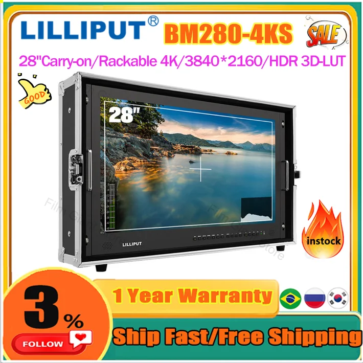 LILLIPUT BM280-4KS HDMI ȣȯ   , HDR, 3G-SDI , 3D-LUT,  , 28 ġ, 3840x2160, 4x4K, ǰ